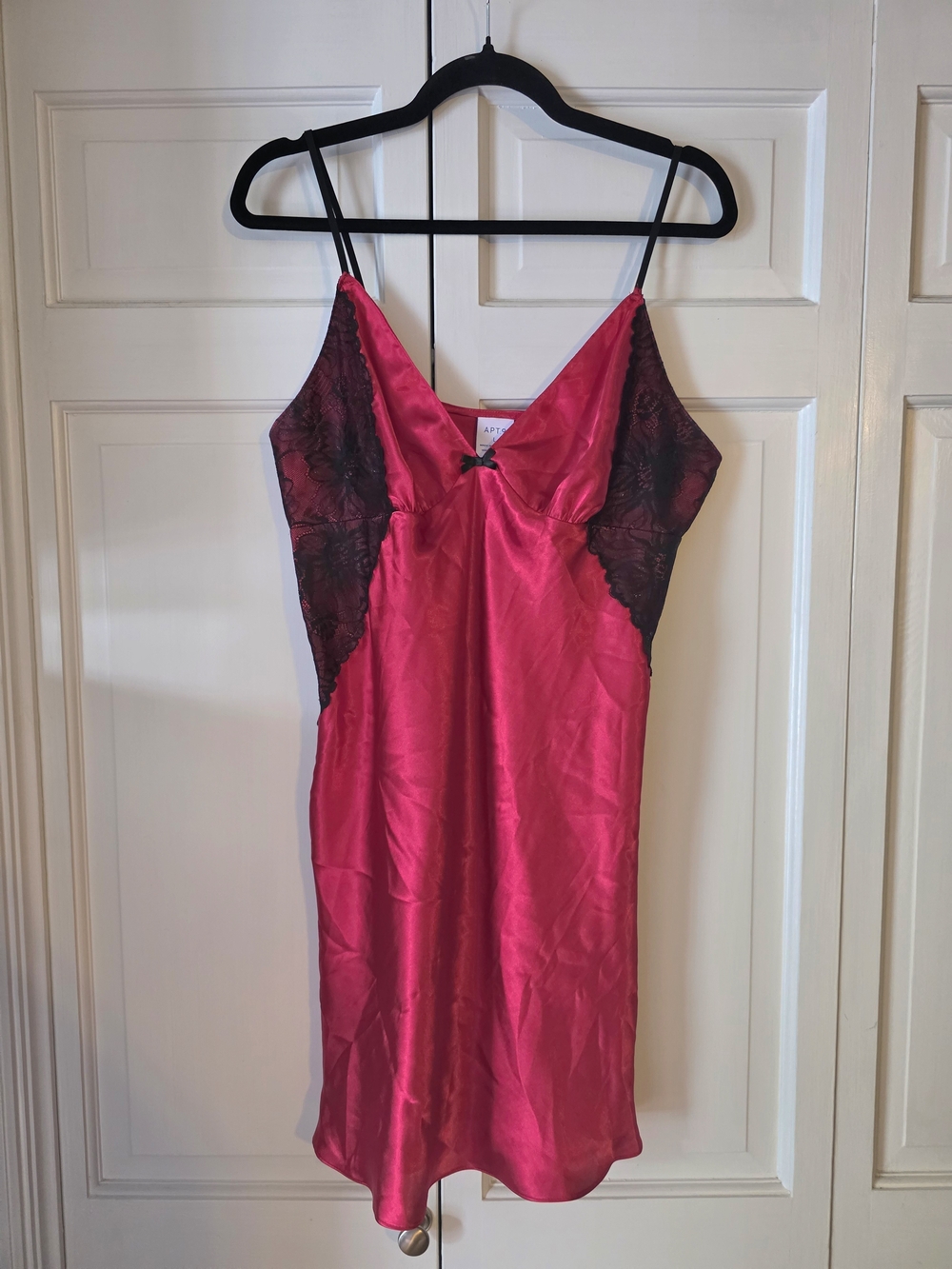 APT. 9 Satin Chemise Nightgown Large Red Black Lace Lingerie Sleep Dress - Picture 5 of 5